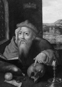 Sinnender Hieronymus In Der Studierstube by Joos Van Cleve