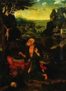 Der Heilige Hieronymus In Einer Landschaft by Joos Van Cleve