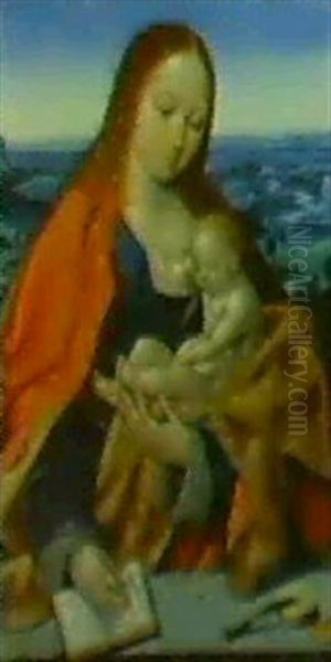 Madonna And Child With A Book Before A Panoramic Landscape - view 1