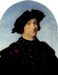 Portrait Of A Gentleman, Bust Length, Wearing A Slashed     Black Doublet, A Black Lined With Brown Fur And A Cap
