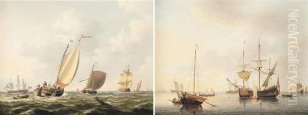 A Dutch Schuyt And Other Shipping In A Still Breeze - view 1