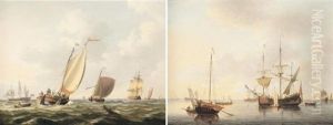 A Dutch Schuyt And Other Shipping In A Still Breeze by John Cleveley the Younger