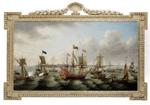 The Flotilla Of Ships, Led By The Royal Charlotte In Company With Five Other Royal Yachts, Arriving Off Harwich On 6 September 1761 by John the Elder Cleveley