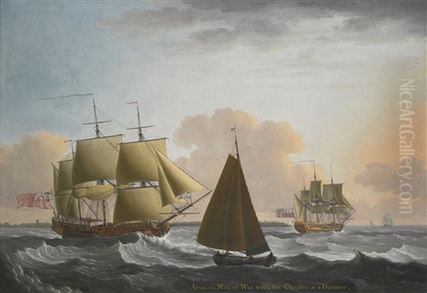 H.m.s. Amazon And H.m.s. Caroline In A Stiff Breeze Off The Nore - view 1
