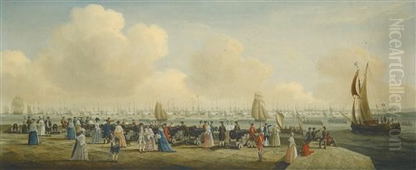 King George Iii Reviewing The Fleet At Spithead, Off Portsmouth Harbour - view 1