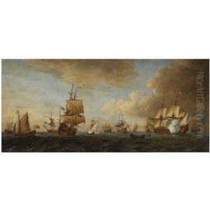 The British Fleet At Sea, 1688 by John the Elder Cleveley