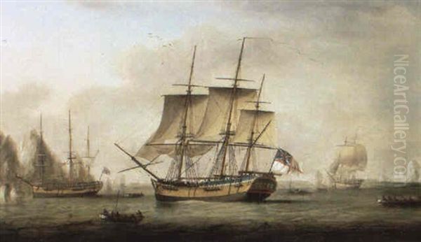 The Sarah And Other Whalers Sailing The Arctic - view 1
