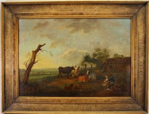 Painting Of Cattle Outside Of Farmstead