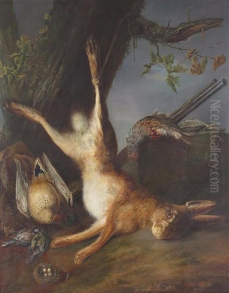 A Hare And Other Dead Game Near A Tree - view 1