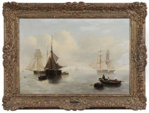 Moored Fishing Vessels In A Harbor