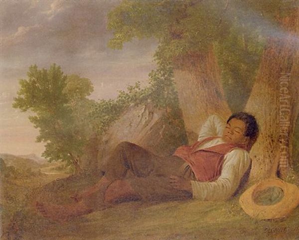 A Negro Boy Asleep At The Base Of A Tree - view 1