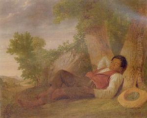 A Negro Boy Asleep At The Base Of A Tree by James-Goodwyn Clonney