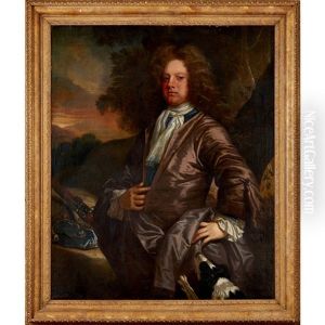 Portrait Of William Paul Of Bray, With His Gun And Dog by John Closterman