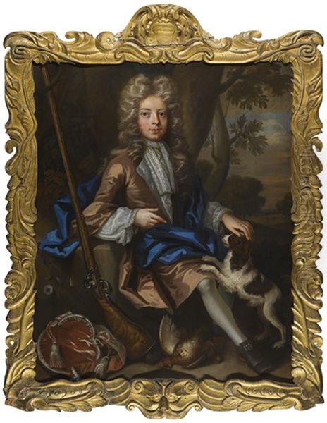 Portrait Of A Boy Seated In A Landscape, With A Spaniel And A Flintlock - view 1