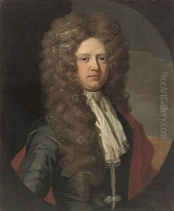 Portrait Of William, 6th Lord North And 2nd Lord Grey, In A Grey Coat And Red Wrap, A Landscape Beyond