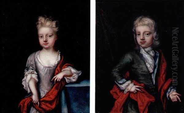 Portrait Of A Young Boy In A Green Jacket And Red Wrap - view 1