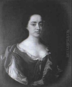 Portrait Of Elizabeth Fagg, Half Length, In A Brown Dress,  White Chemise And Collar And A Blue Cloak