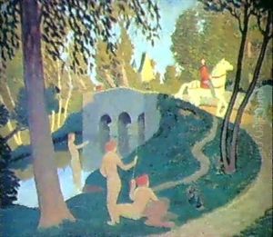 Les Baigneuses Et Le Chevalier by Albert Clouard