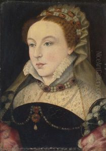 Portrait Of Mademoiselle De Chabot, In A Black Dress With A Lace Ruff And Jewelled Headdress