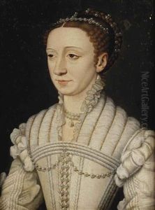 Portrait Of Margaret Of France, Duchess Of Berry, Later Savoie, In A White Dress by Francois Clouet