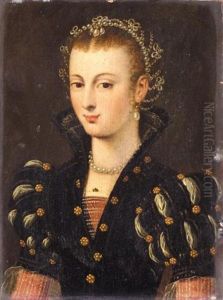 Portrait Of A Noblewoman, Half Length, Wearing A Black Dress And An Elaborate Headress (elisabeth De Valois?)
