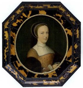 Brustportrait Einer Vornehmen Dame Mit Pelzstola Und Perlenverziertem Mieder