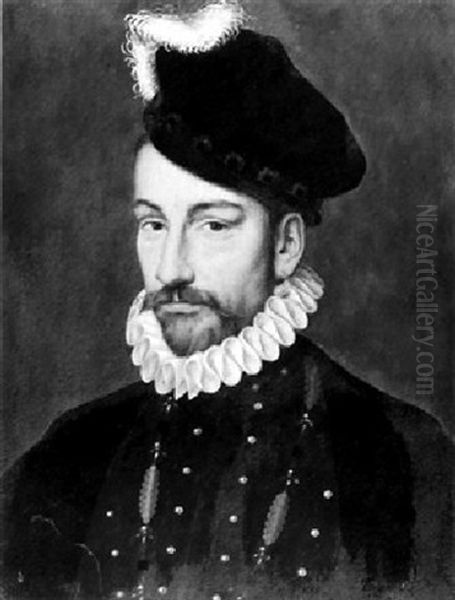 Portrait Of King Charles Ix Of France With A Ruffled Collar, Pearl Drop Earring And A Feathered Beret - view 1