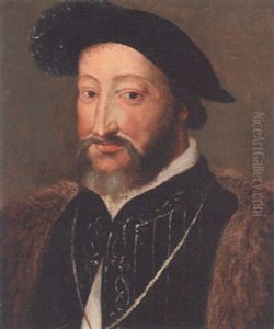 Portrait Of Francois I, King Of France, Bust-length, In A Black Coat With Gold Embroidery And A Black Hat by Francois Clouet