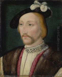 Portrait Of A Man, Bust Length, Wearing A Hat And A Fur-trimmed Coat by Jean (Jehannet) Clouet