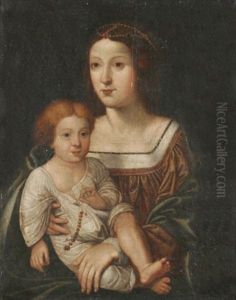Portrait Einer Vornehmen Dame Mit Kind by Jean (Jehannet) Clouet