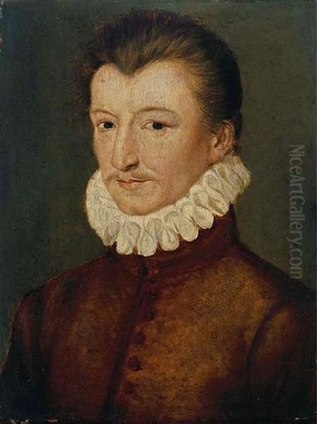 Portrait Of A Nobleman (henri De Lorraine, Duc De Guise, Called Le Balafre?) In A Brown Coat And A White Collar - view 1