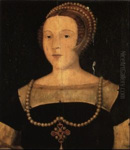 Portrait Of A Lady Wearing A Black Fur-trimmed Dress And Necklace by Jean (Jehannet) Clouet