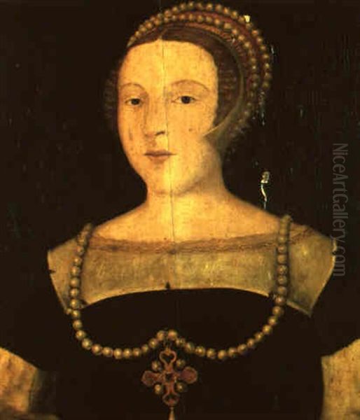 Portrait Of A Lady Wearing A Bejewelled Crucifix - view 1