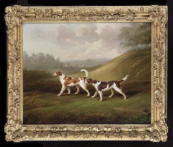 A Landscape With Setters Working - view 1