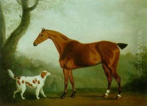 A Bay Hunter With A Spaniel In A Landscape by Daniel Clowes