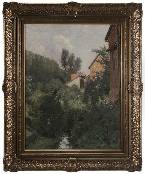 Brook Running By Houses - view 1