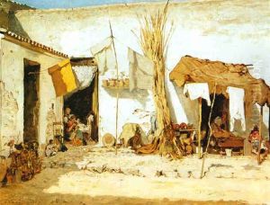 Femmes Travaillant Dans La Basse-cour by Jean Andre Alfred Cluysenaar