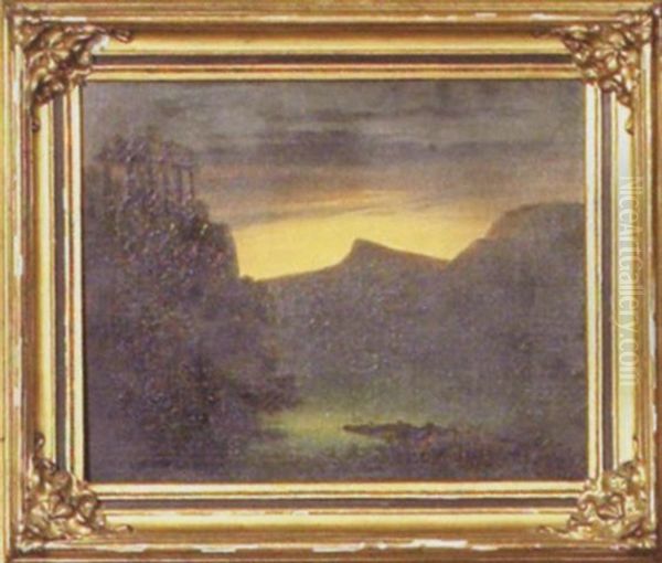 Sunset Landscape With Temple Ruins - view 1