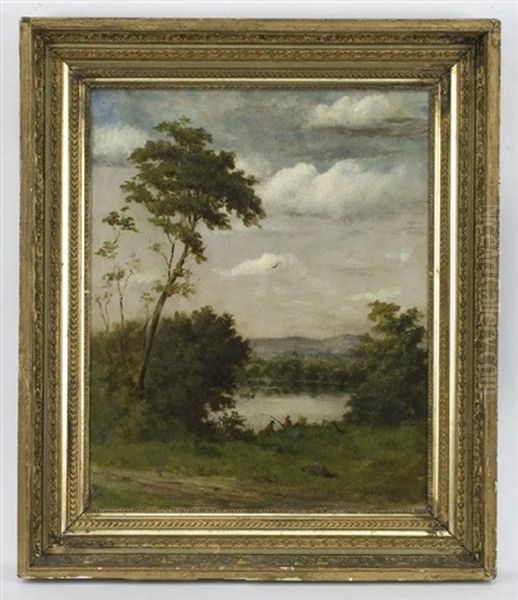 Pond With Figures Fishing - view 1