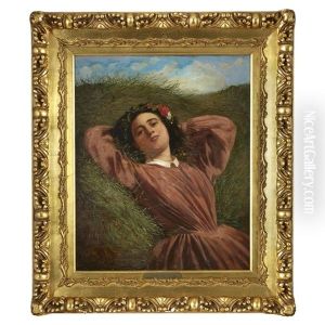 Woman Reclining In The Grass by Edward John Cobbett