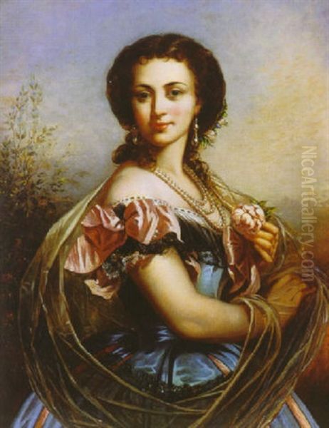 Portrait Of An Irish Lady Holding A Rose - view 1