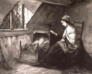 A Mother And Her Child In An Interior by Edward John Cobbett