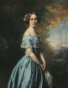 Portrait Einer Frau Von Hugel by Louis Coblitz