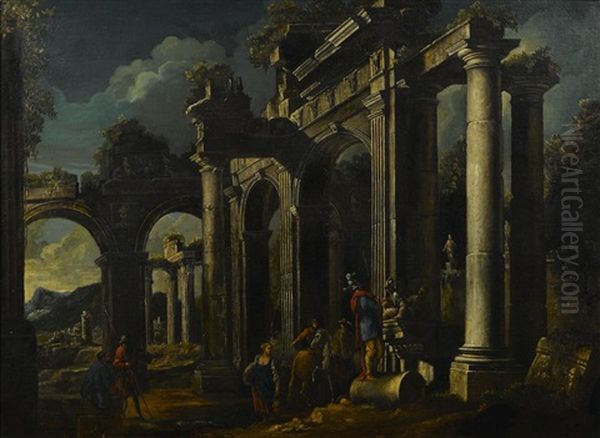 A Capriccio View With Ruins And Figures In The Foreground - view 1