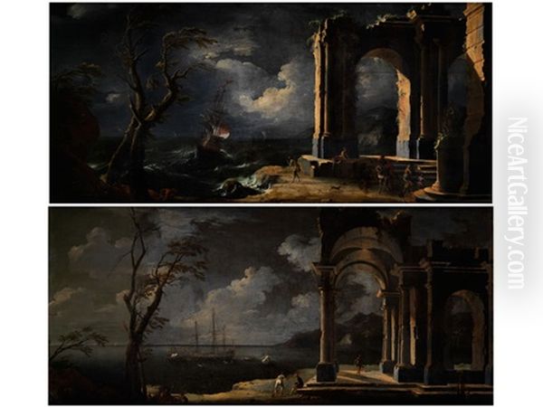 Kustenlandschaft Mit Ruinen Und Figuren - view 1