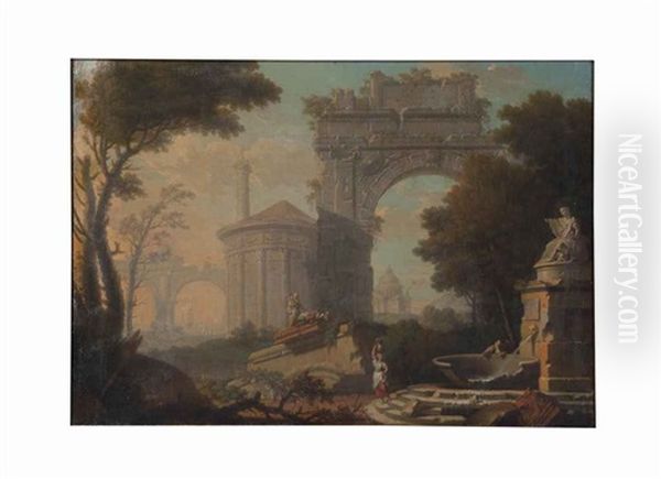 Figures Among Architectural Ruins - view 1