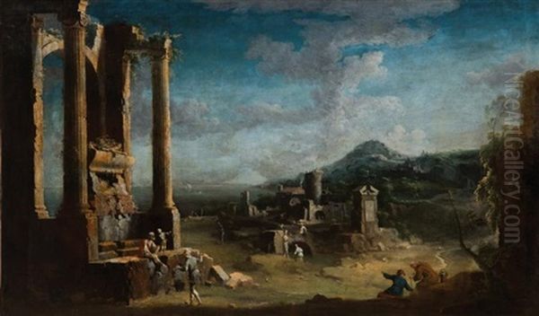 Caprice Architectural Avec Ruines Antiques Et Personnages - view 1