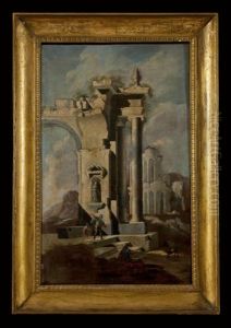 Capriccio Architettonico Con Astanti E Anfiteatro In Lontananza by Leonardo Coccorante