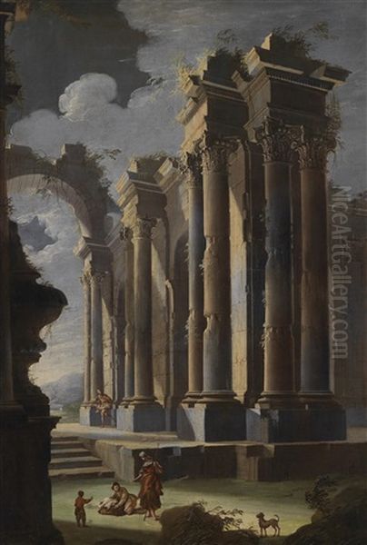 Architekturcapriccio Mit Figuren (+ Another, Similar; Pair) - view 1