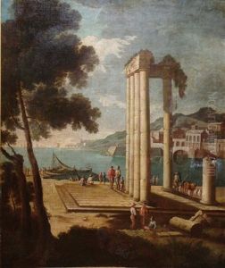Paysage Aux Colonnes Antiques Et Embarcadere